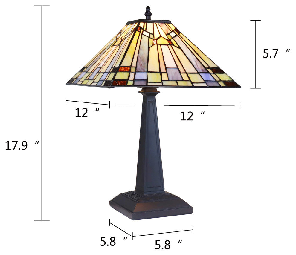 Kinsey Mission Tiffany-Style Blackish Bronze 1 Light Table Lamp 12" Wide