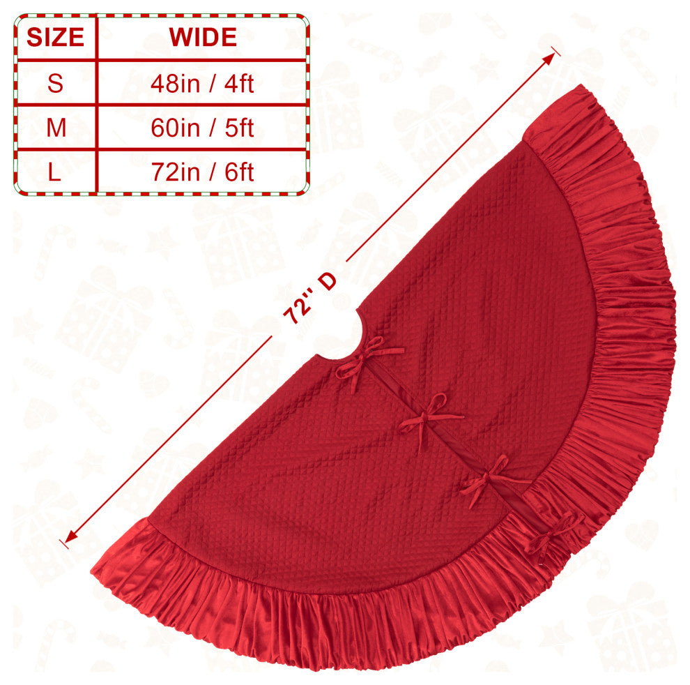 72"D Velvet Ruffled Christmas Tree Skirt