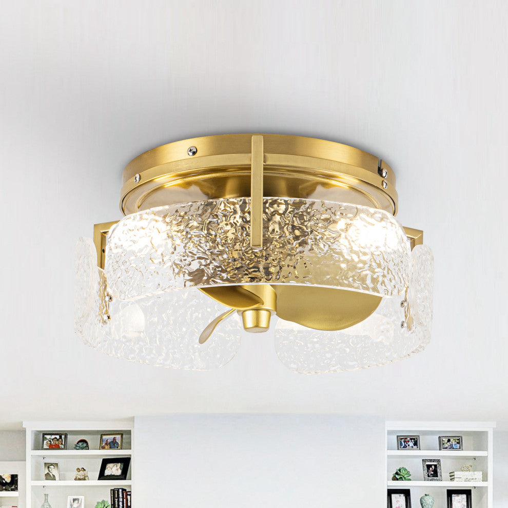12.7-inch Modern Gold Small Flush Mount Ceiling Fan