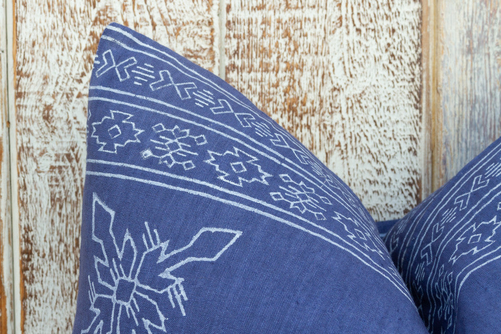 Blue Citlalee Aztec Block Print Pillow