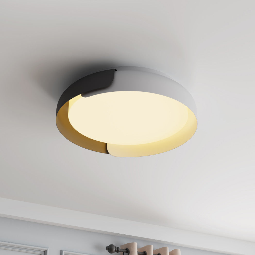 Modern Color Splicing LED Flush Mount Light With Acrylic Shade, Black