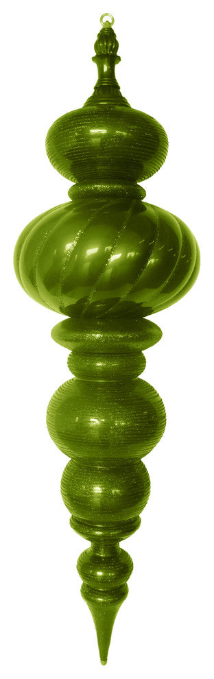 43" Large Lime Green Finial Ornament With Lime Green Glittered Stripes