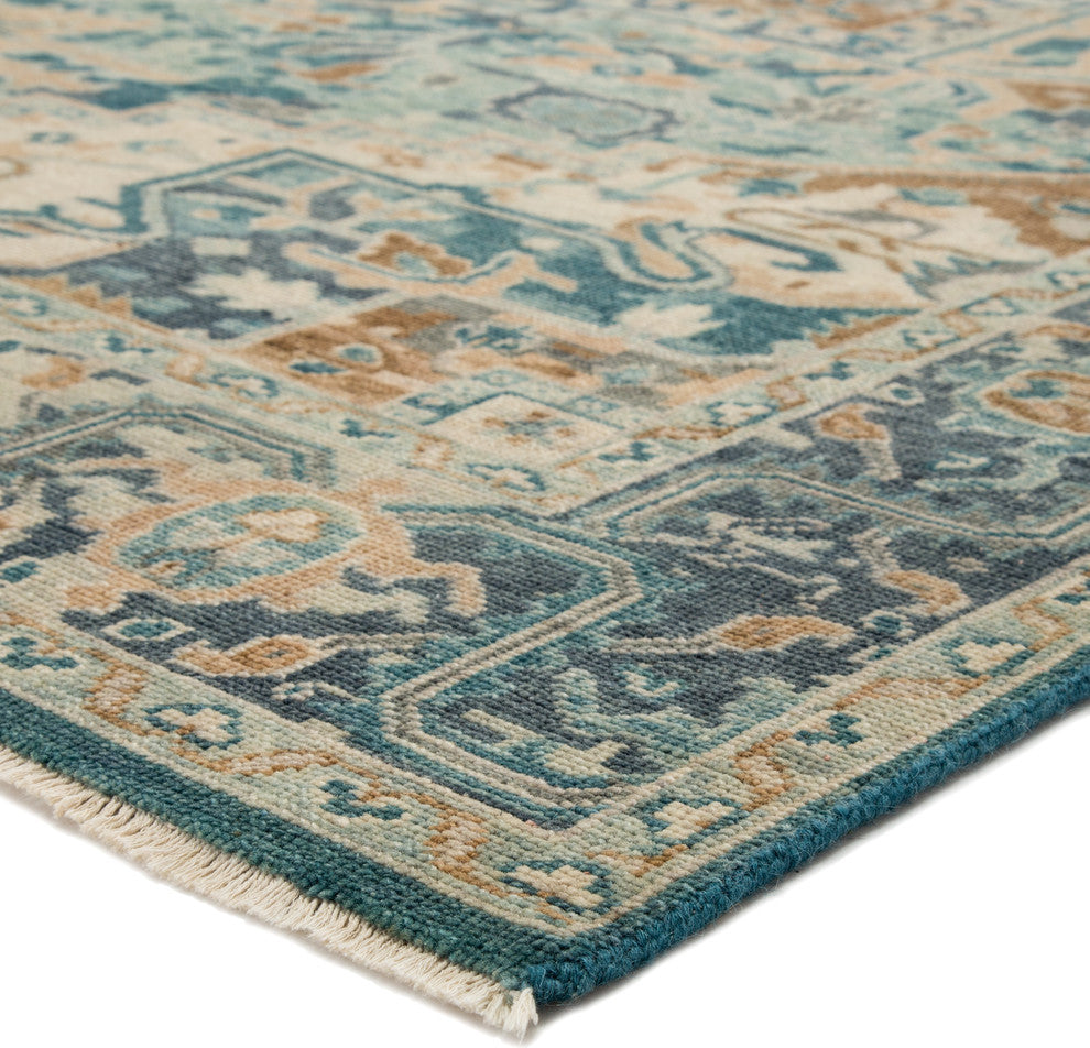 Jaipur Living Elyas Knotted Medallion Blue/Ivory Area Rug, 7'10"x10'10"