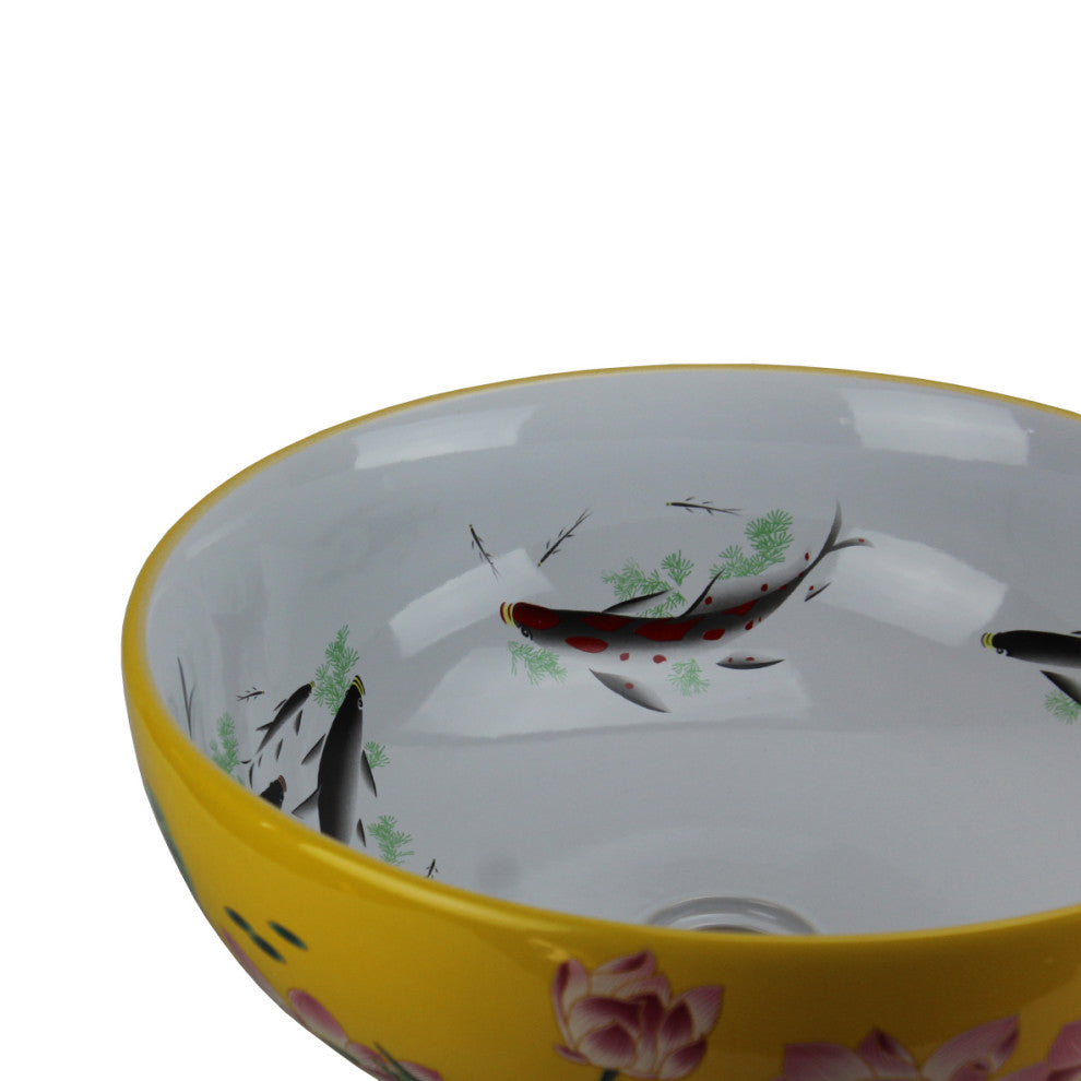 Yellow and White Washing Sink