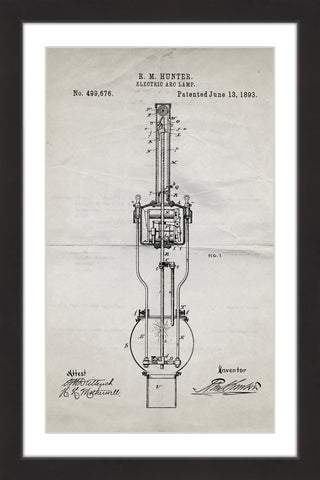 "Arc Lamp 1893 Old Paper" Framed Painting Print