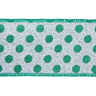 2.5" x 10 yard Green Dots Pattern Christmas Ribbon , 2.5"x10Yd