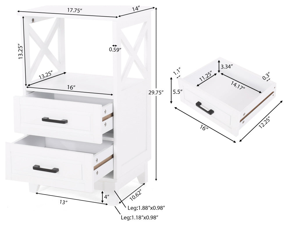 McCusker Bathroom Storage Cabinet With Drawers, White