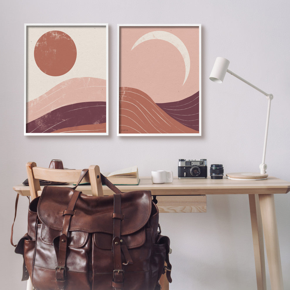 Sun And Moon Sunrise Sunset Desert Collage, 2pc, each 24 x  30