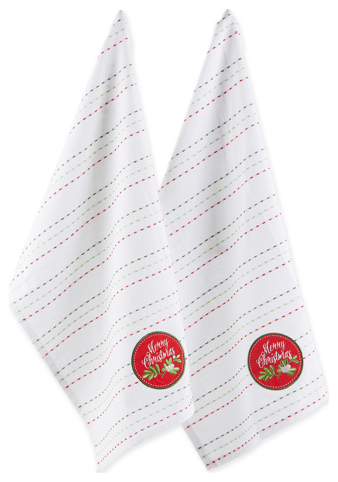 Merry Christmas Embroidered Dishtowel