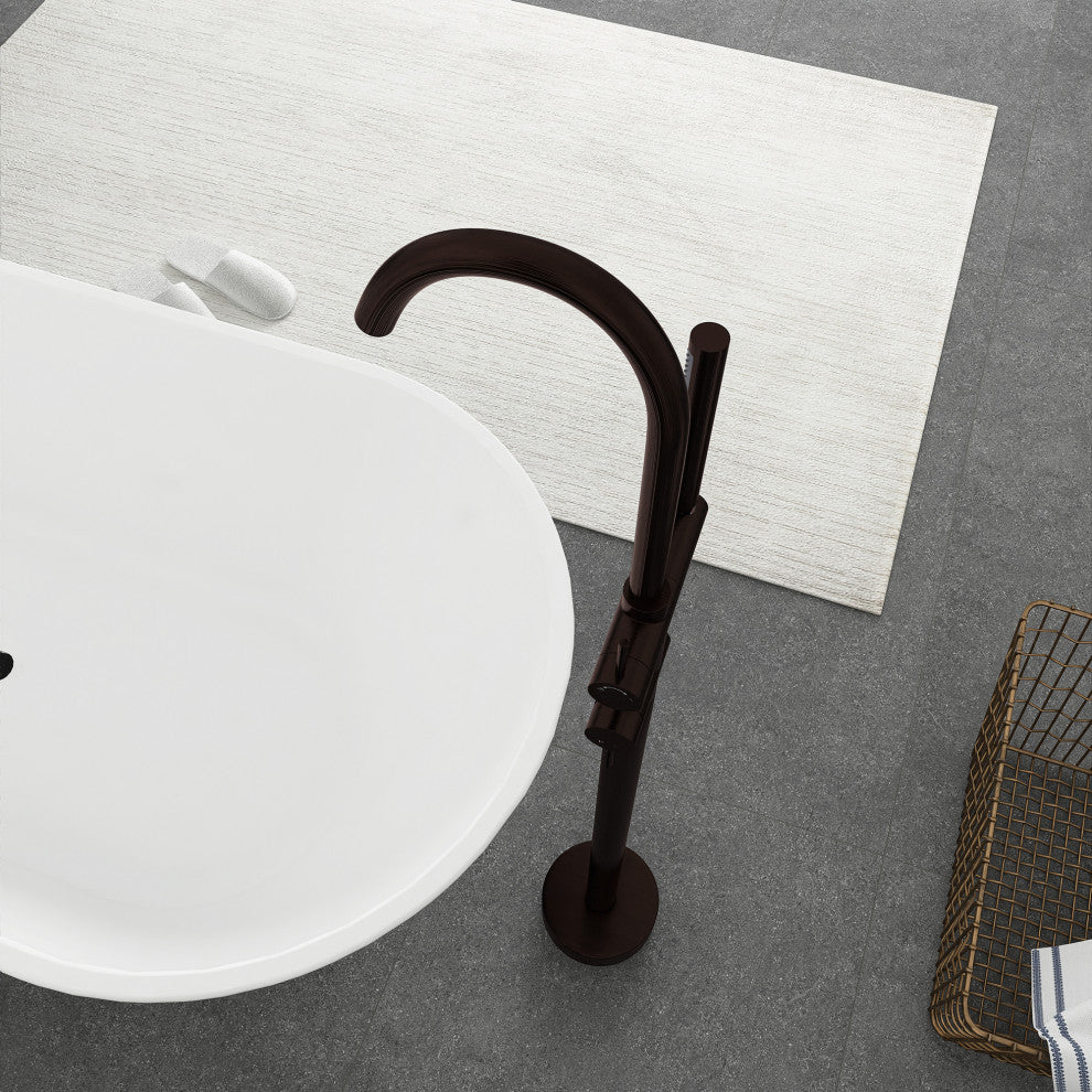 Freestanding Double Handle Clawfoot Tub Faucet, Brown