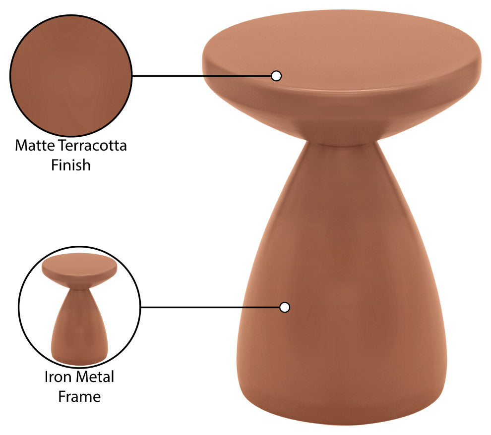 Anika Iron End / Side Table, Terracotta