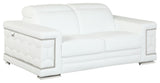 Rome Contemporary Genuine Italian Leather Loveseat White