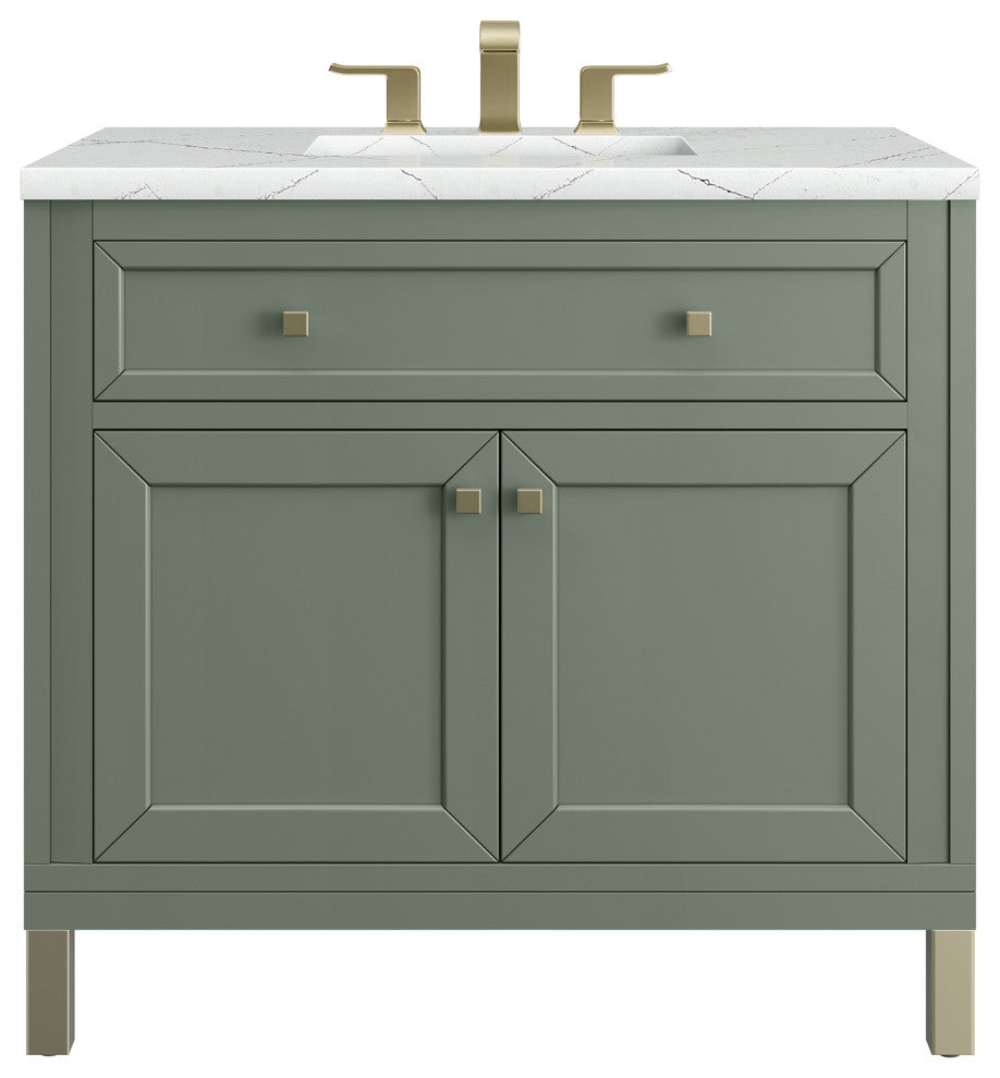 Chicago 36" Single Vanity, Smokey Celadon,  Ethereal Noctis Top