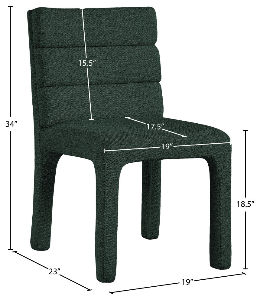 Kai Upholstered Dining Chair, Green, Boucle Fabric, Set of 2