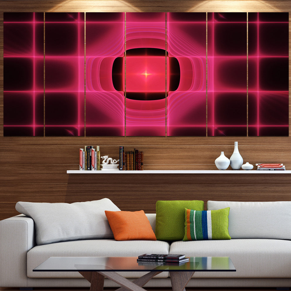 Pink Thermal Infrared Visor, Abstract Canvas Art Print, 83"x32", 7 Panels
