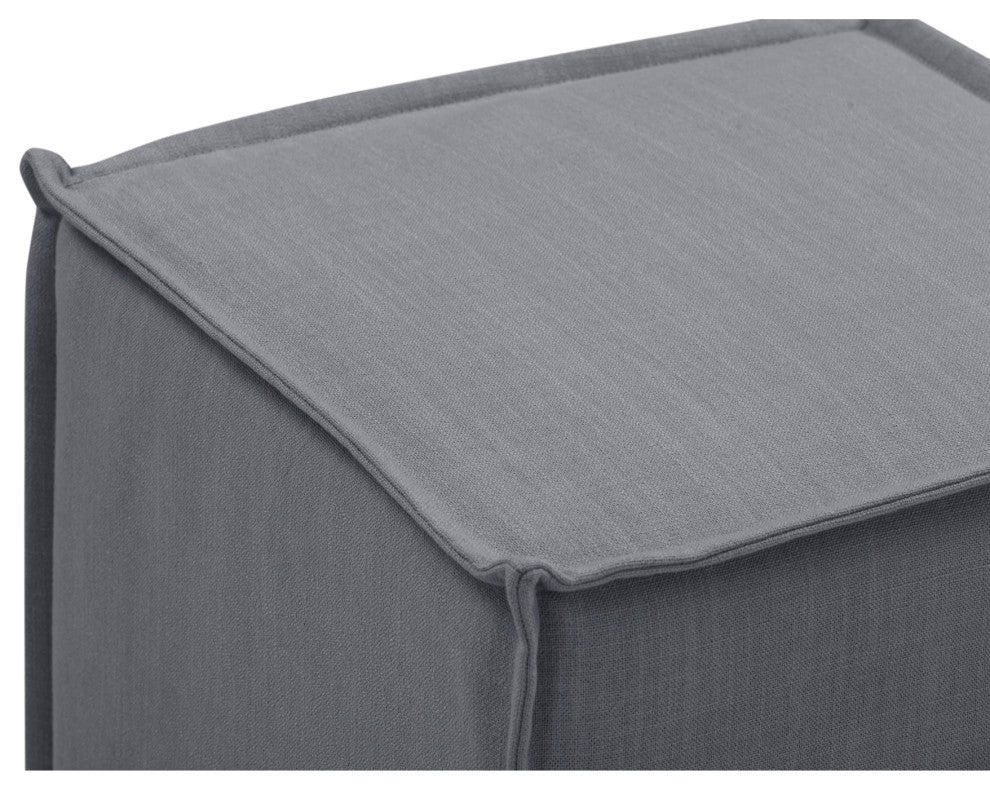 Rustic Manor Jazmyn Ottoman Upholstered, Linen, Dark Gray