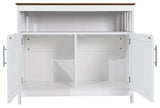 Mayfield 40" Classic Buffet and Sideboard with Double Door Storage Cabinet, Walnut Top/White Frame
