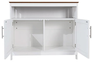 Mayfield 40" Classic Buffet and Sideboard with Double Door Storage Cabinet, Walnut Top/White Frame