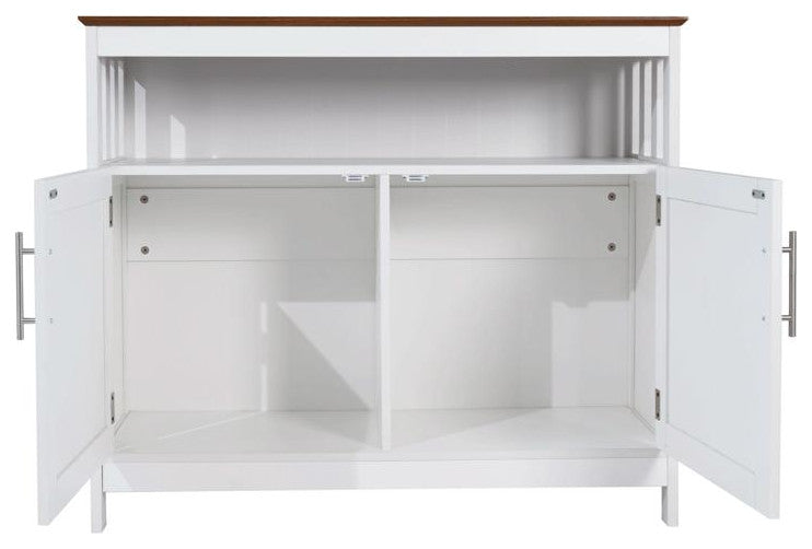 Mayfield 40" Classic Buffet and Sideboard with Double Door Storage Cabinet, Walnut Top/White Frame