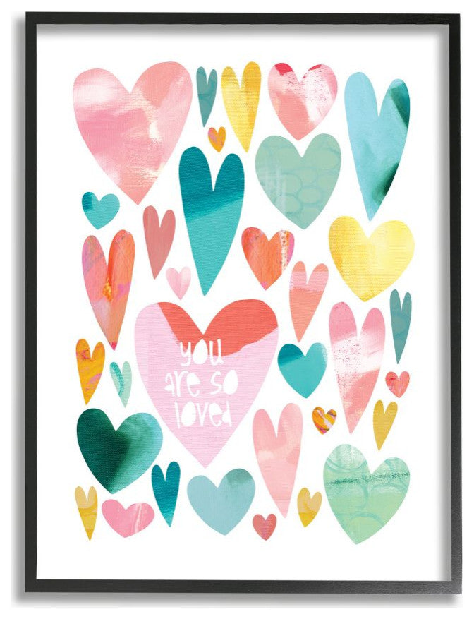 You are So Love Phrase with Colorful Distressed Hearts24x30