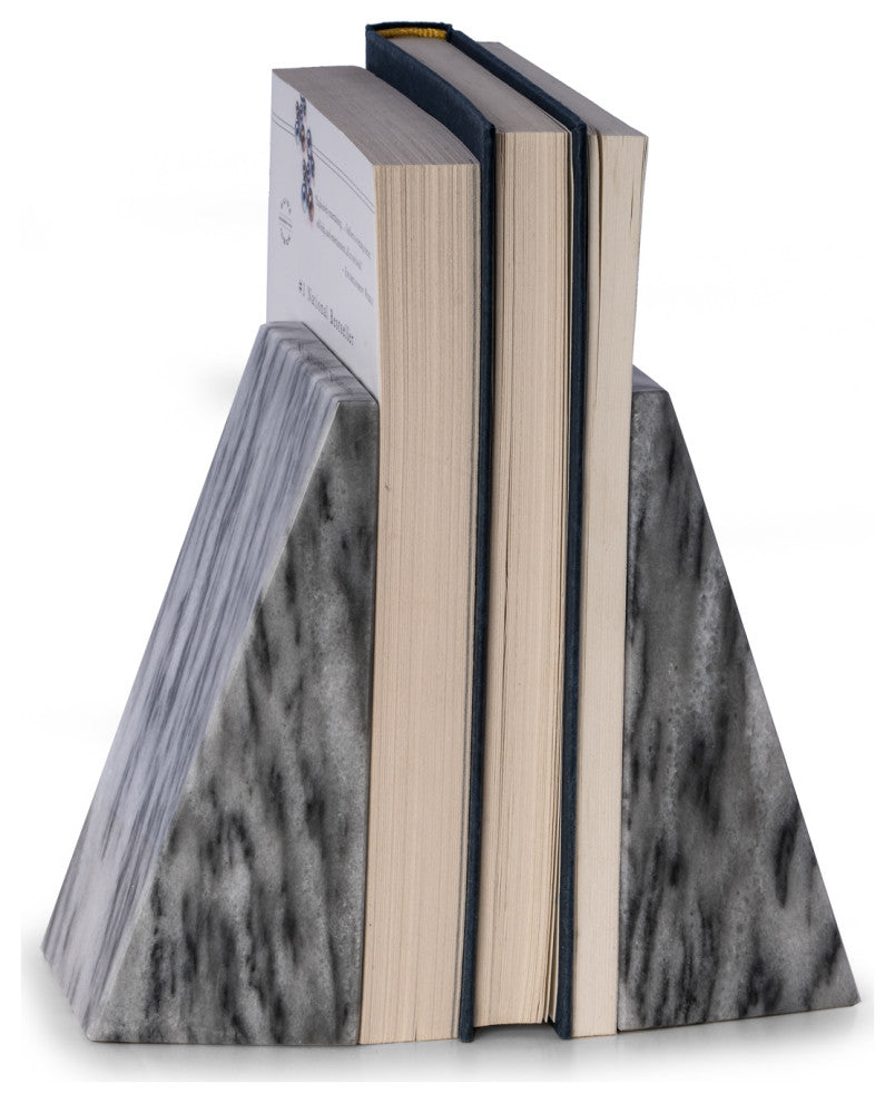 Carrera Gray Solid Marble Wedge Bookends