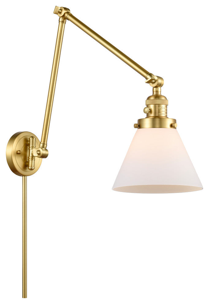 Cone Swing Arm With Switch, Satin Gold, Matte White, Matte White