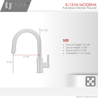 STYLISH Single Handle Pull Down Matte Black Kitchen Faucet