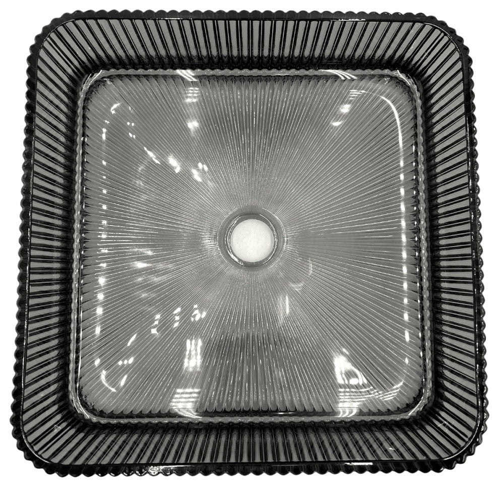 CastelloUSA Plaza 15" Square Tempered Glass Crystal Vessel Sink Basin, Light Black