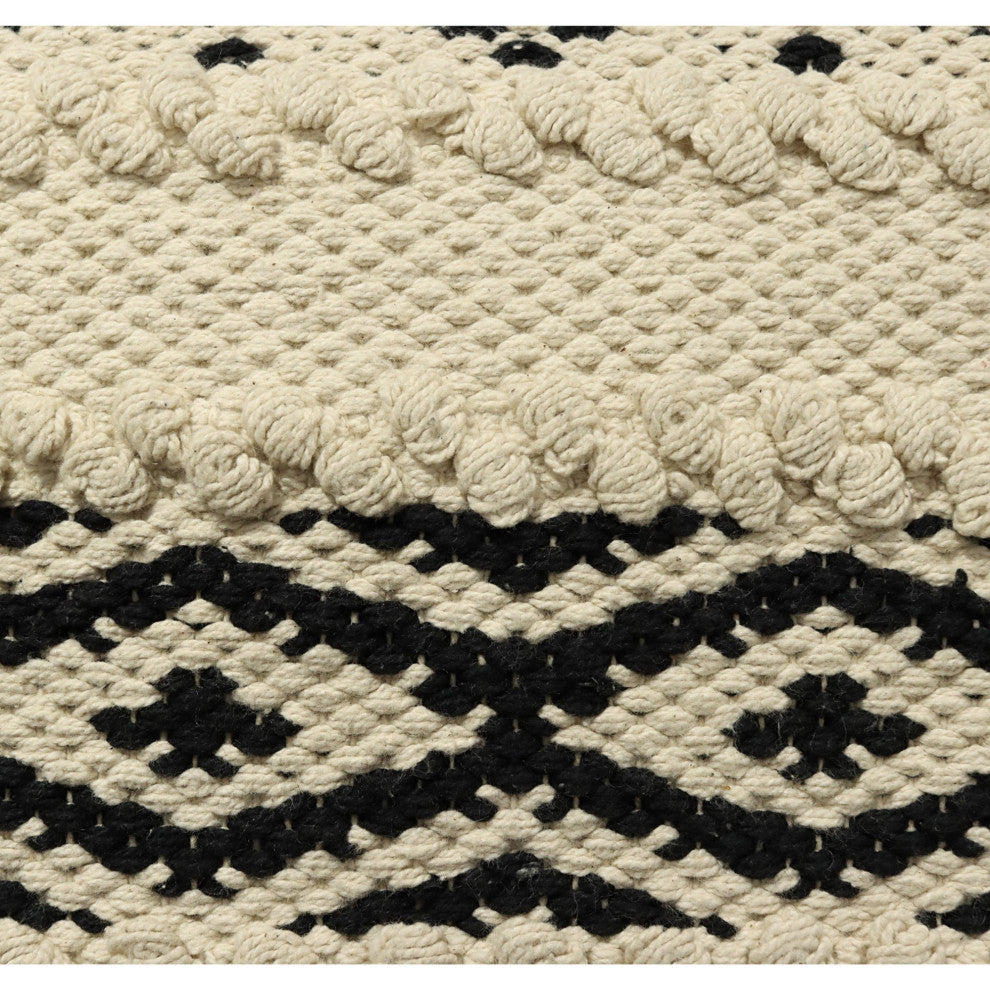 Black And White Hand-Woven Benehan Throw Pillow, 16" x 26"