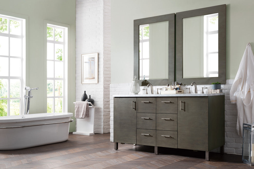 James Martin 850-V60D-SOK-3CAR 60 Inch Double Vanity w/ Carrara Marble Top