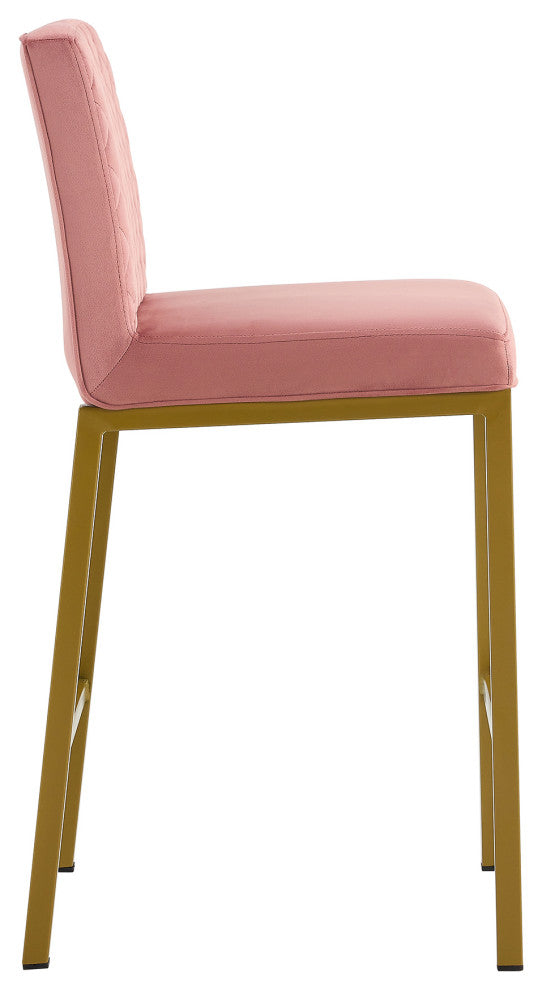 Modern Velvet 2 Bar Chair, Metal Legs for Dining,Kitchen and Bar, Bean Paste Red