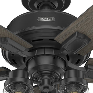 Hunter 52" Hartland Matte Black Ceiling Fan, LED Light Kit, Pull Chain