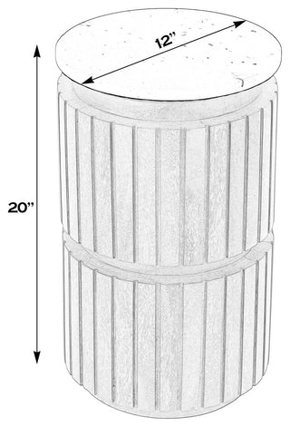 Newton 12" W Round Marble and Wood Side Table