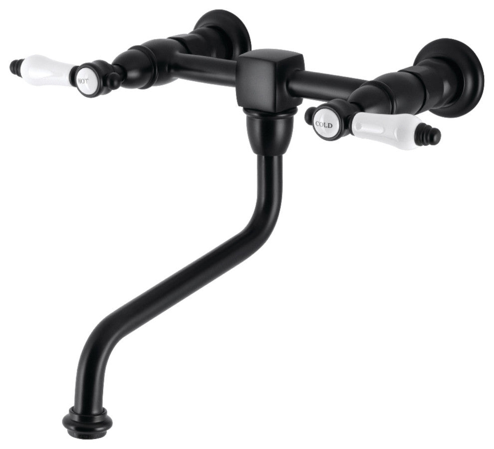 Kingston Brass KS1210BPL Bel Air Wall Mount Bathroom Faucet, Matte Black