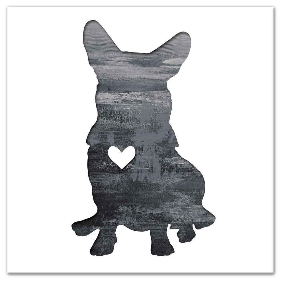 Designs Direct Creative Group Ink Silhouette Corgi 12x12 Canvas Wall Art