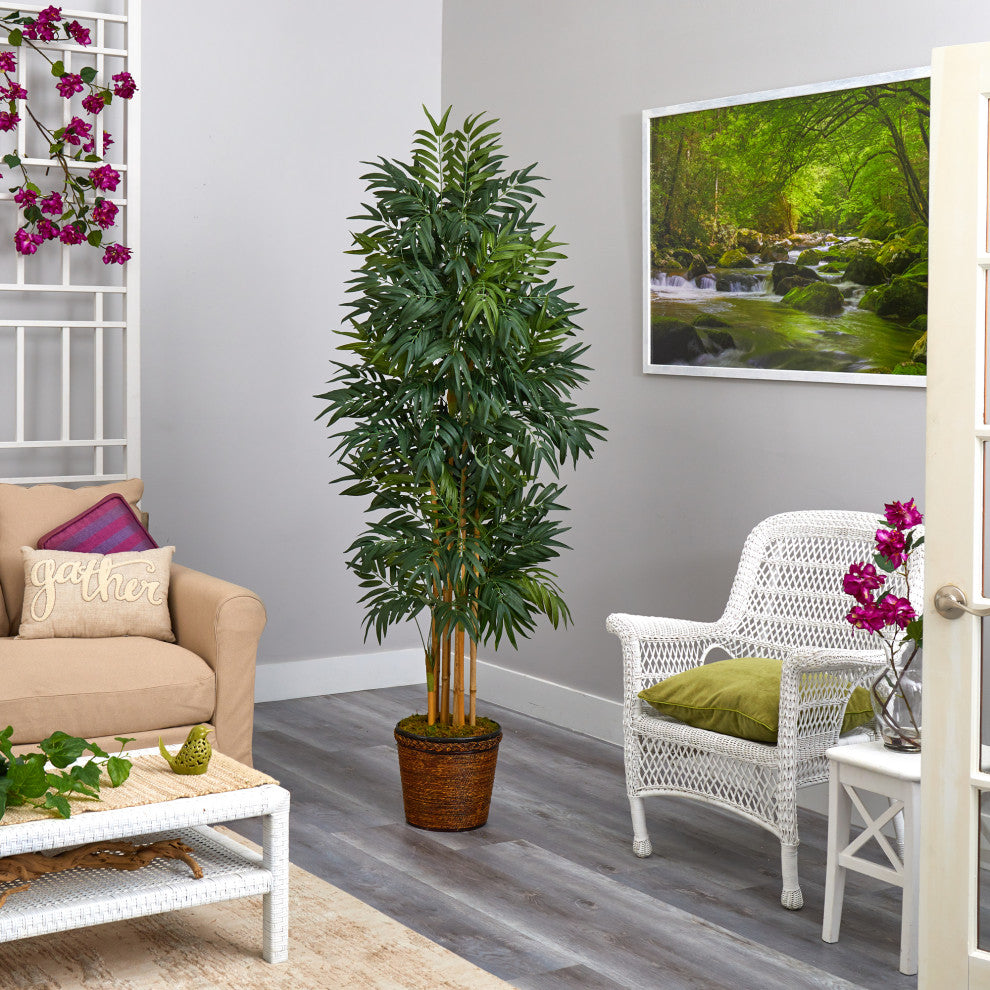 6' Phoenix Artificial Palm Tree, Wicker Planter