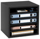 5 Compartments Wood File Organiser Office Mailbox with Adjustable Shelves, Black