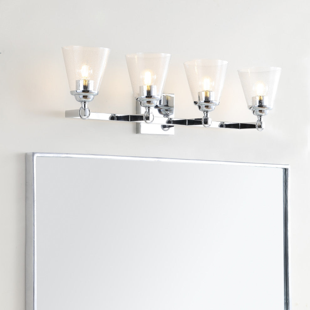 Marion Hurricane Metal, Glass Vanity Light, Chrome, 4-Light