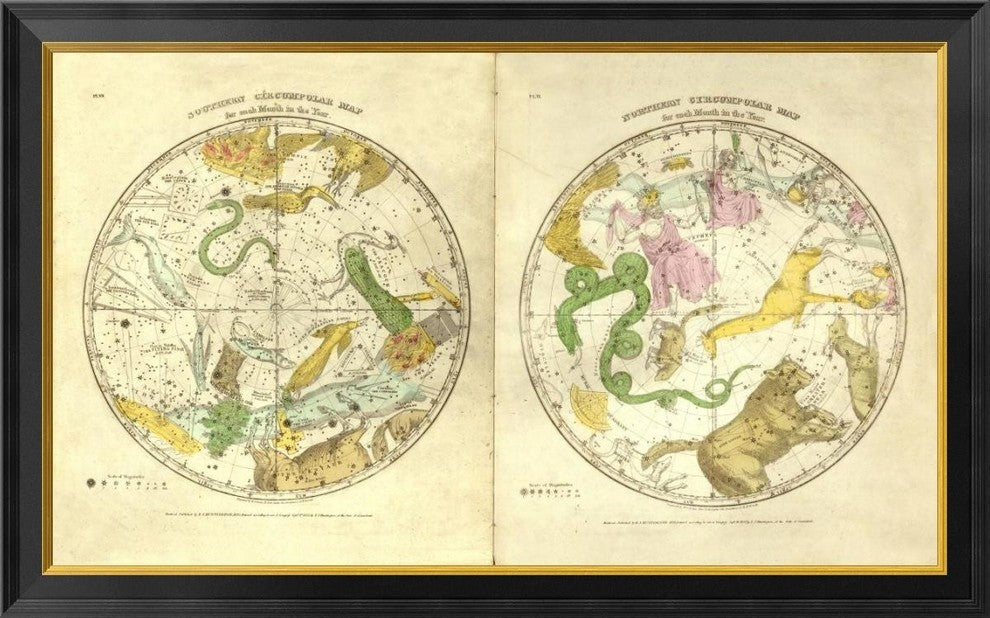 "Circumpolar Map for each Month of the Year, 1835"  by Elijah H. Burritt, 40x25"