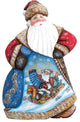 Artistic Wood Carved Downhill Dancing Santa Claus Sculpture