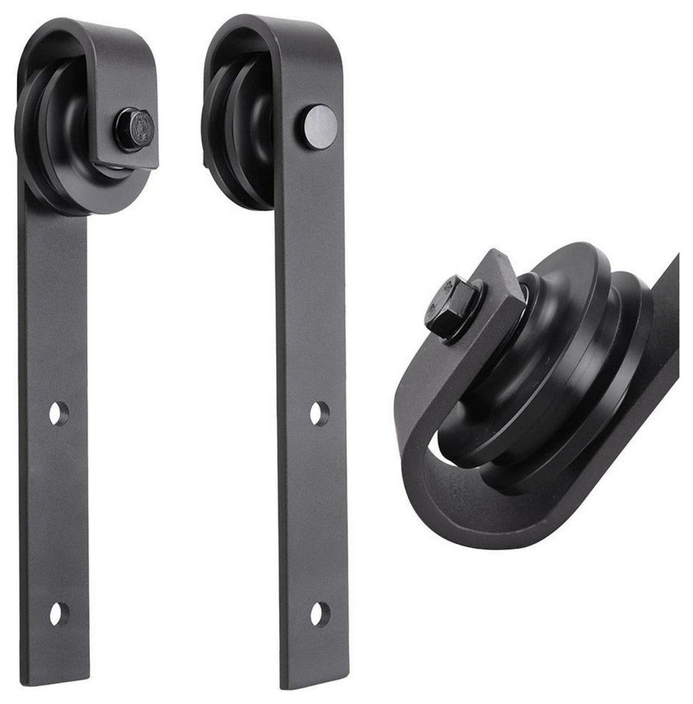 Barn Door 42 x 84, Lucia 1299 Matte Black & Mirror, 8' Rail
