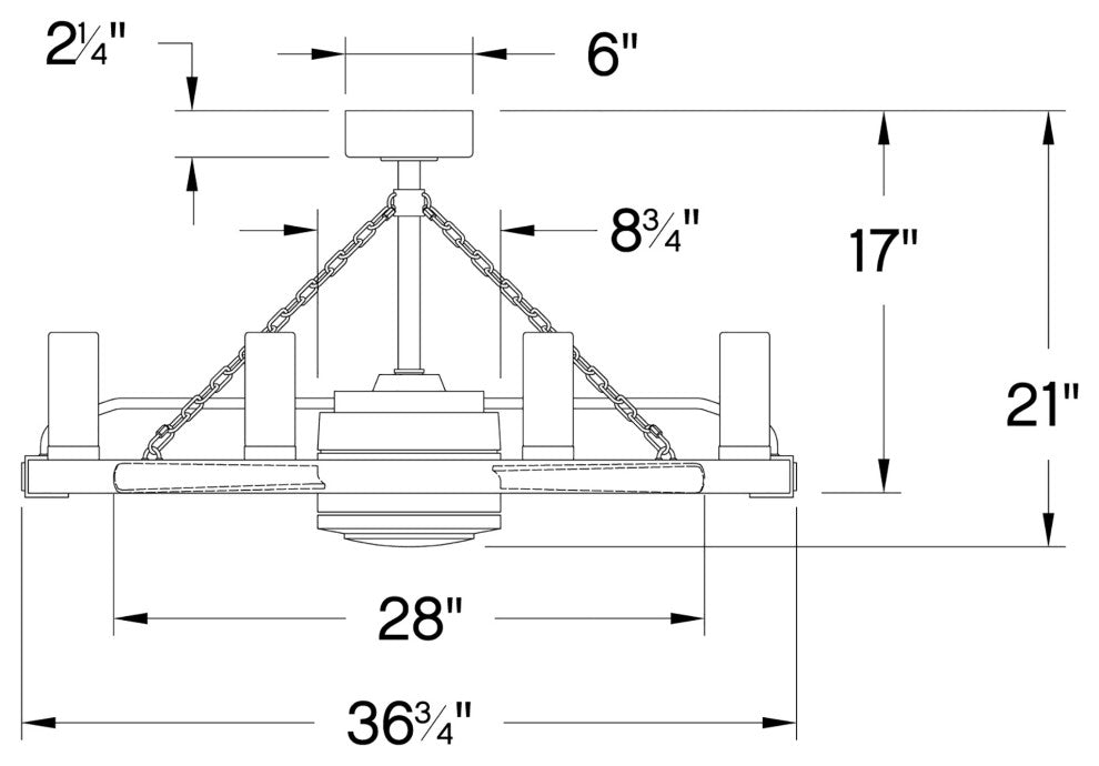 Hinkley Sawyer 36``with 28``Ceiling Fan 902928FMW-LWD