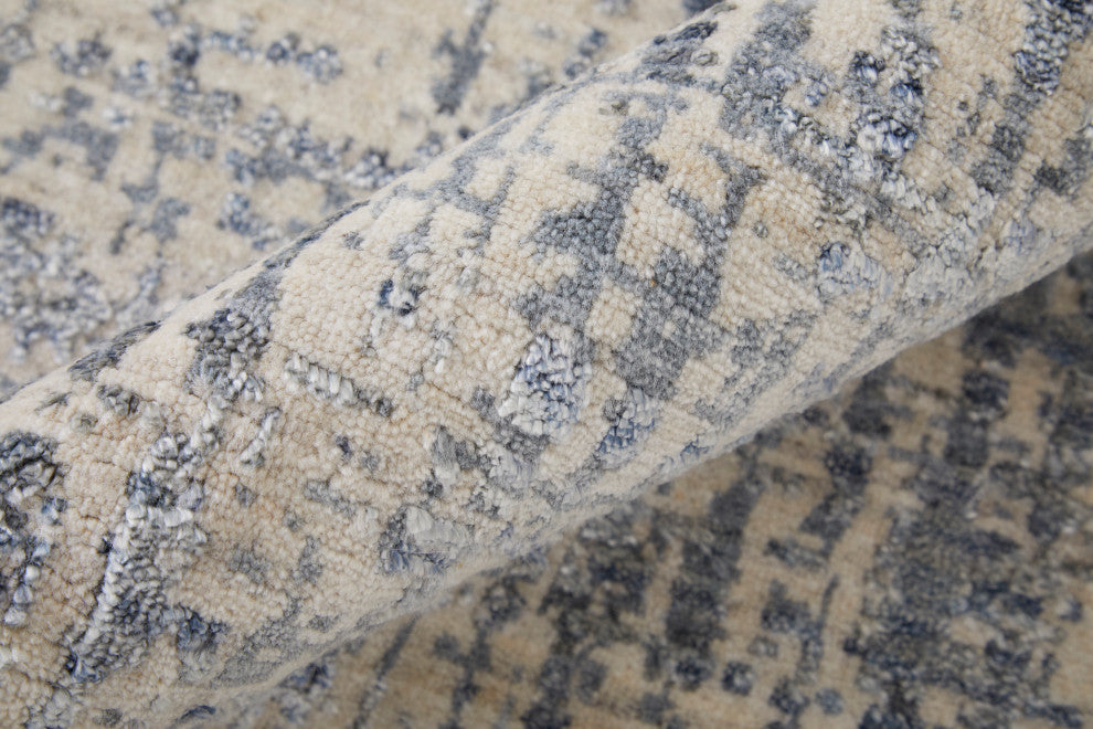 Kinton Modern Abstract, Blue/Ivory/Gray, 2'6"x12' Runner