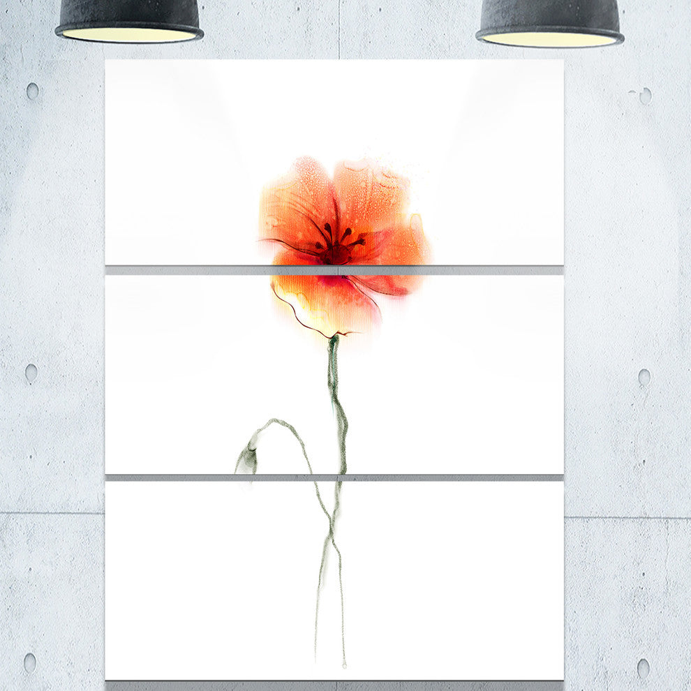 "Large Pink and Red Poppy Flower" Metal Wall Art, 3 Panels, 28"x36"