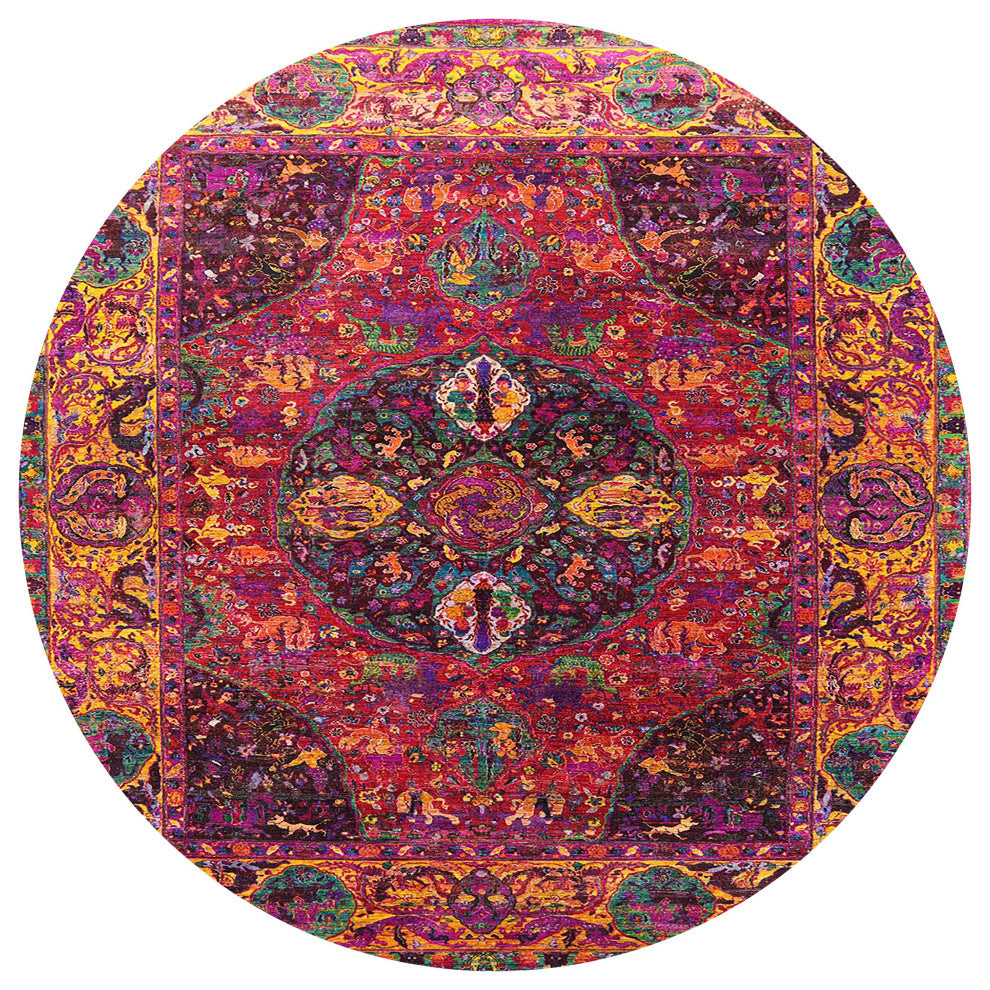 Ahgly Company Indoor Round Mid-Century Modern Area Rugs, 4' Round