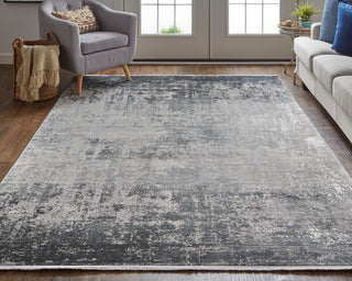 Weave & Wander Lindstra Rug, Silver Gray/Black, 7ft-9in x 11ft Rug