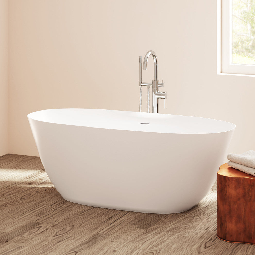 Perlato Treviso Eco-Lapistone Freestanding Soaking Tub, 63"