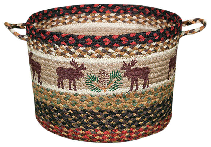 Moose/Pinecone Printed Utility Basket, 13"x9"