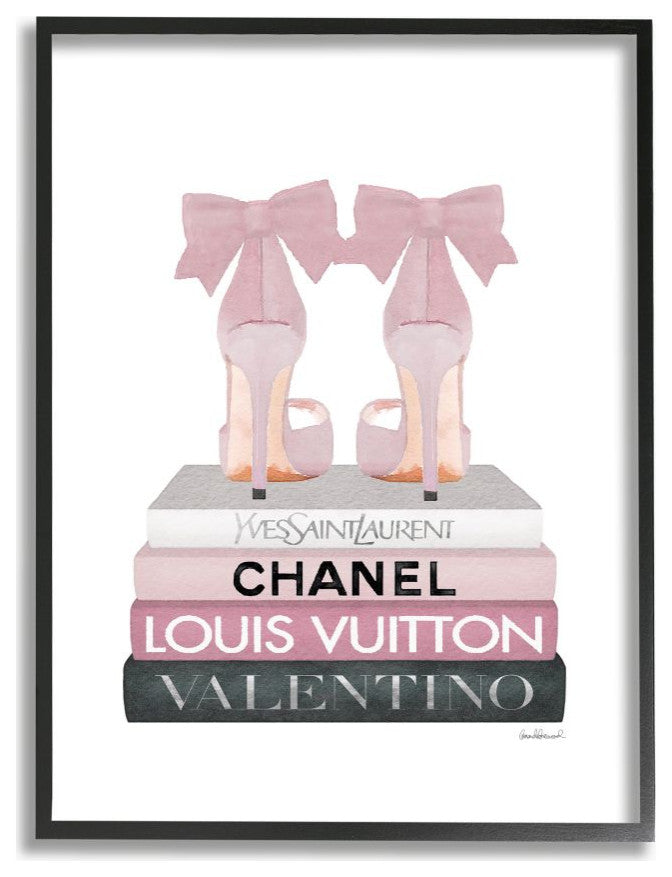 Elegant Pink Bow Heels on Fashion Brand Books11x14