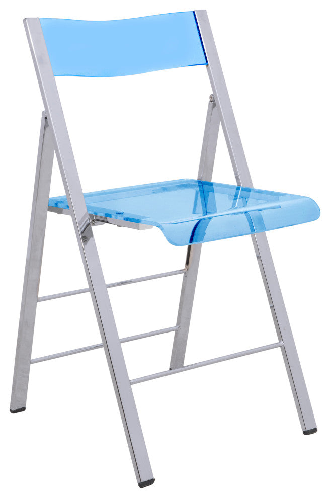 Menno Acrylic Folding Chairs Modern Stackable Foldable Dining Chair, Blue